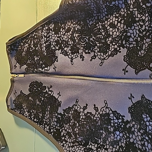 B. DARLIN WOMEN'S, fitted dress size 3/4. Royal blue with black Burnout Velvet - Picture 2 of 11